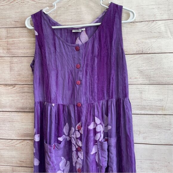 VINTAGE GO FISH BATIK MAXI DRESS IN PURPLE - Picture 3 of 7